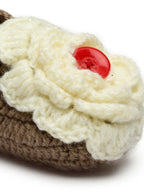 Chutput Kids Woollen Hand Knitted Flower Detailed Booties - Brown | Grocsy