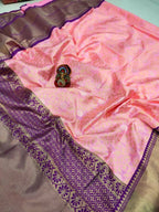 DEIANA'S Beautiful Designer Golden zari Soft Lichi Silk Saree - Pink | Grocsy