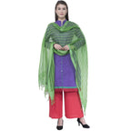 A R Silk Women's Self Check Cota Cotton Parrot Green Dupattas and Chunnis | Grocsy