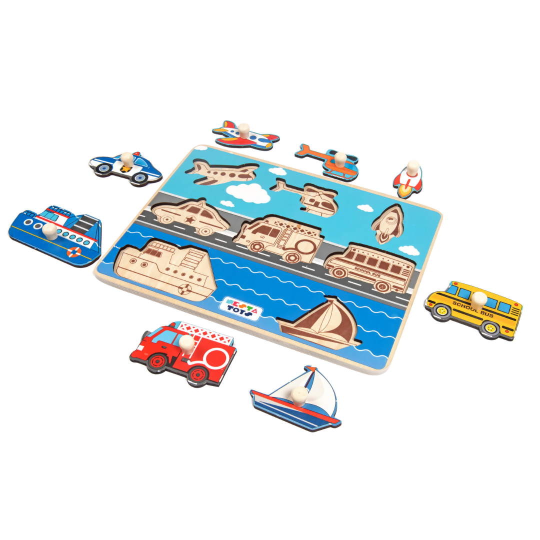 Nesta Toys Wooden Vehicle Knob Puzzle (8 Pcs) | Grocsy