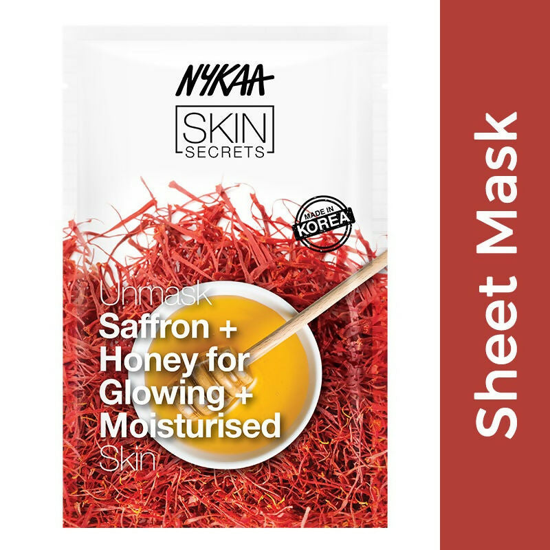 Nykaa Skin Secrets Indian Rituals Saffron + Honey Sheet Mask For Glowing & Moisturised Skin | Grocsy