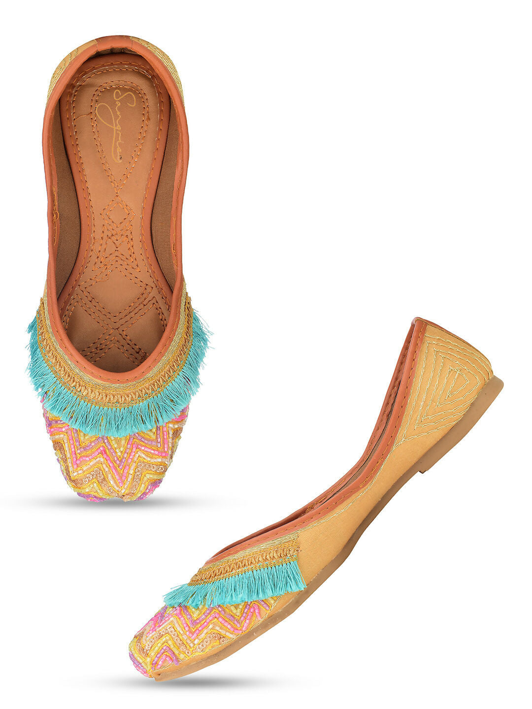 Desi Colour Women Indian Ethnic Footwear-Pink Pearl | Grocsy