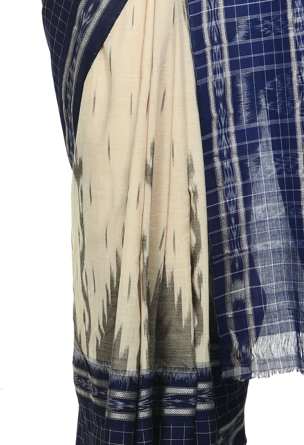 Vamika Sambalpuri Ikat Cotton Scot Dali Tasrite & Blue Saree | Grocsy