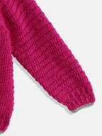 Chutput Kids Woollen Hand Knitted Full Sleeves Bird Detail Sweater For Baby Boys - Magenta | Grocsy