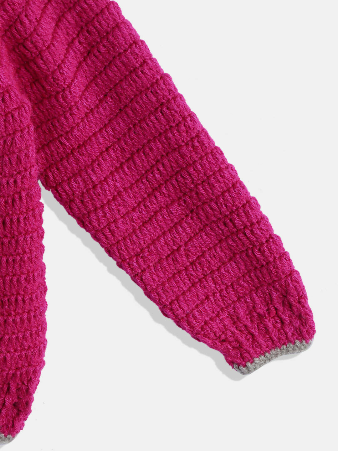 Chutput Kids Woollen Hand Knitted Full Sleeves Bird Detail Sweater For Baby Boys - Magenta | Grocsy