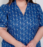 Miravan Plus Size Womens Floral Print Collar-Neck Puff Sleeves A-Line Maxi Dress | Grocsy