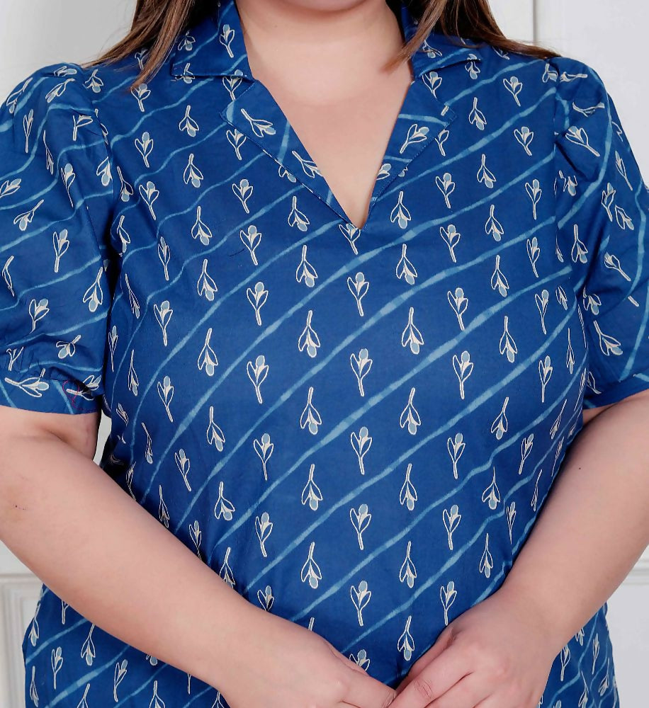 Miravan Plus Size Womens Floral Print Collar-Neck Puff Sleeves A-Line Maxi Dress | Grocsy