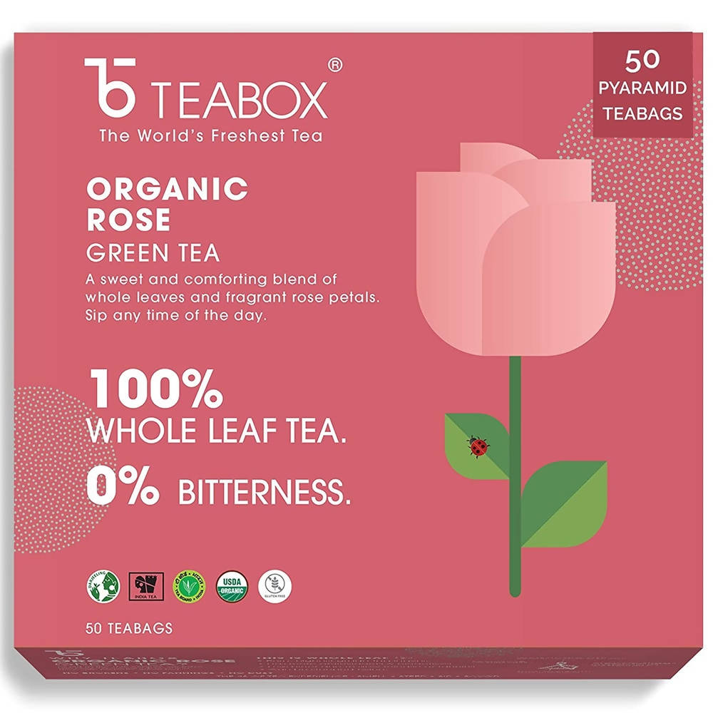 Teabox Organic Rose Green Tea Bags | Grocsy