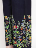 Mominos Fashion Navy Blue Floral Design Palazzo | Grocsy