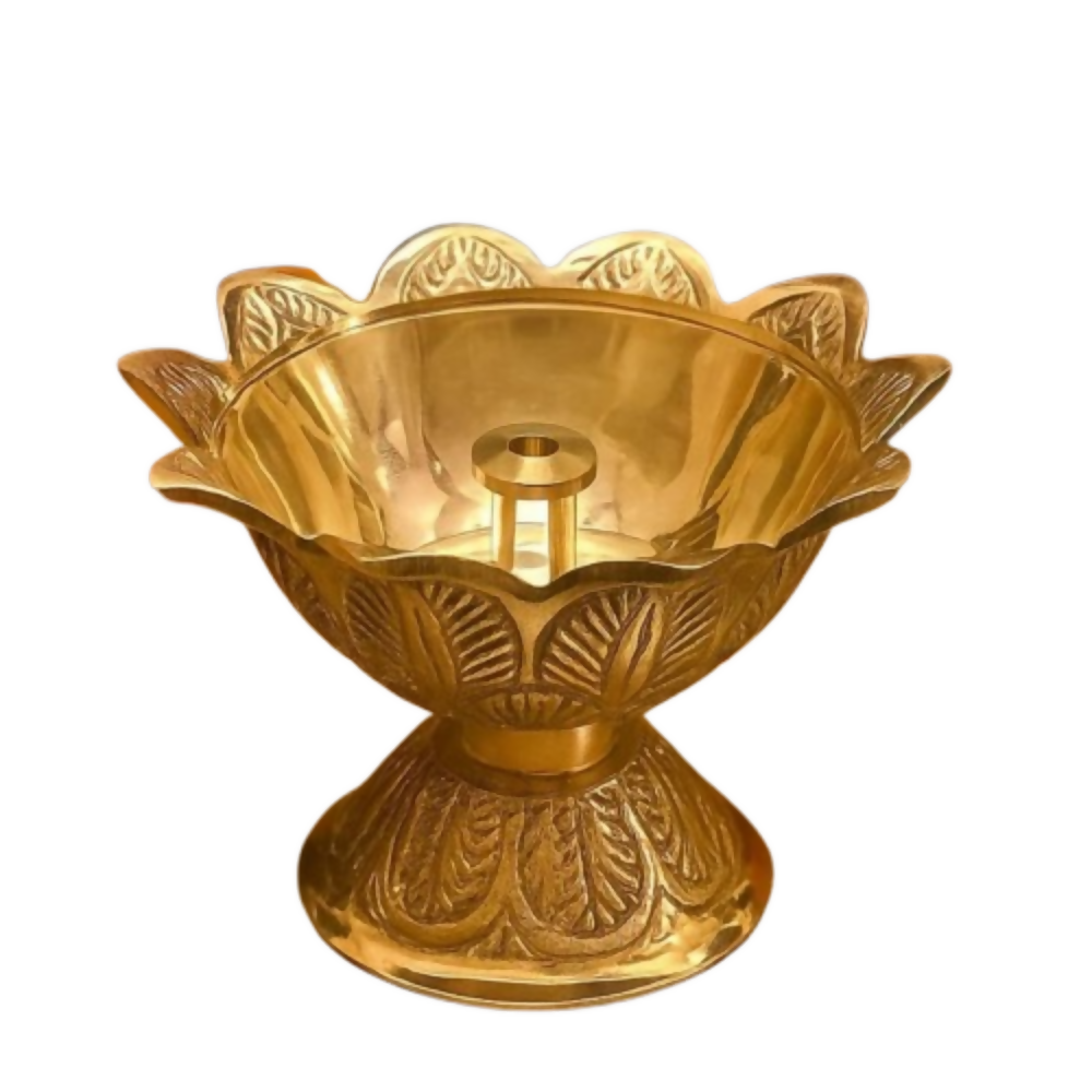 CraftVatika Brass Traditional Devdas Puja Lamp For Decor | Grocsy