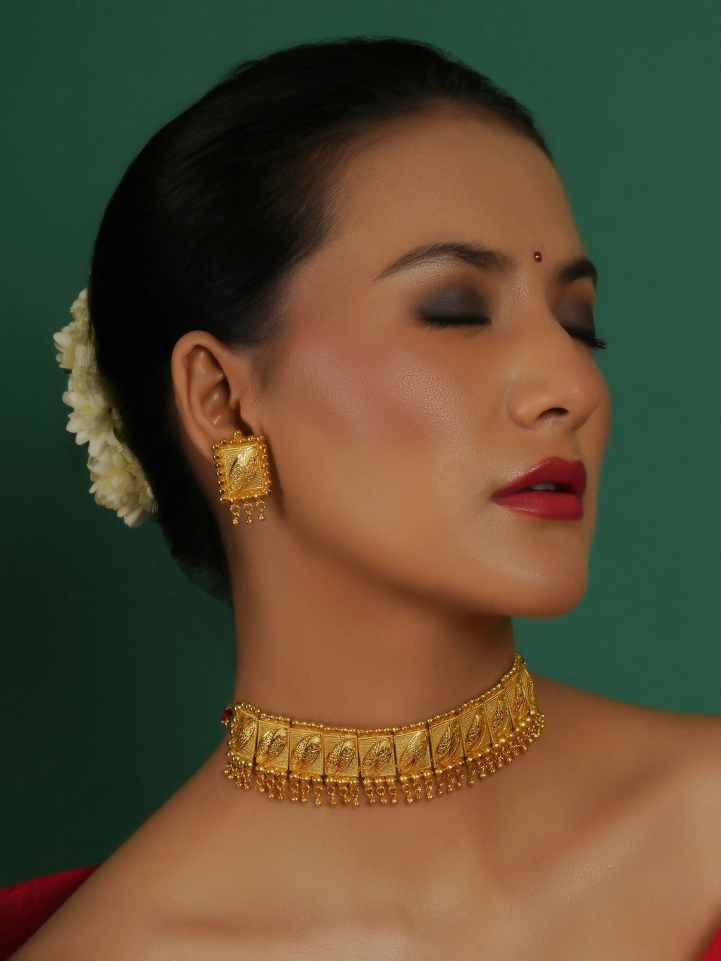 Gold plating jewellery set (Gold) - Ruby Raang | Grocsy