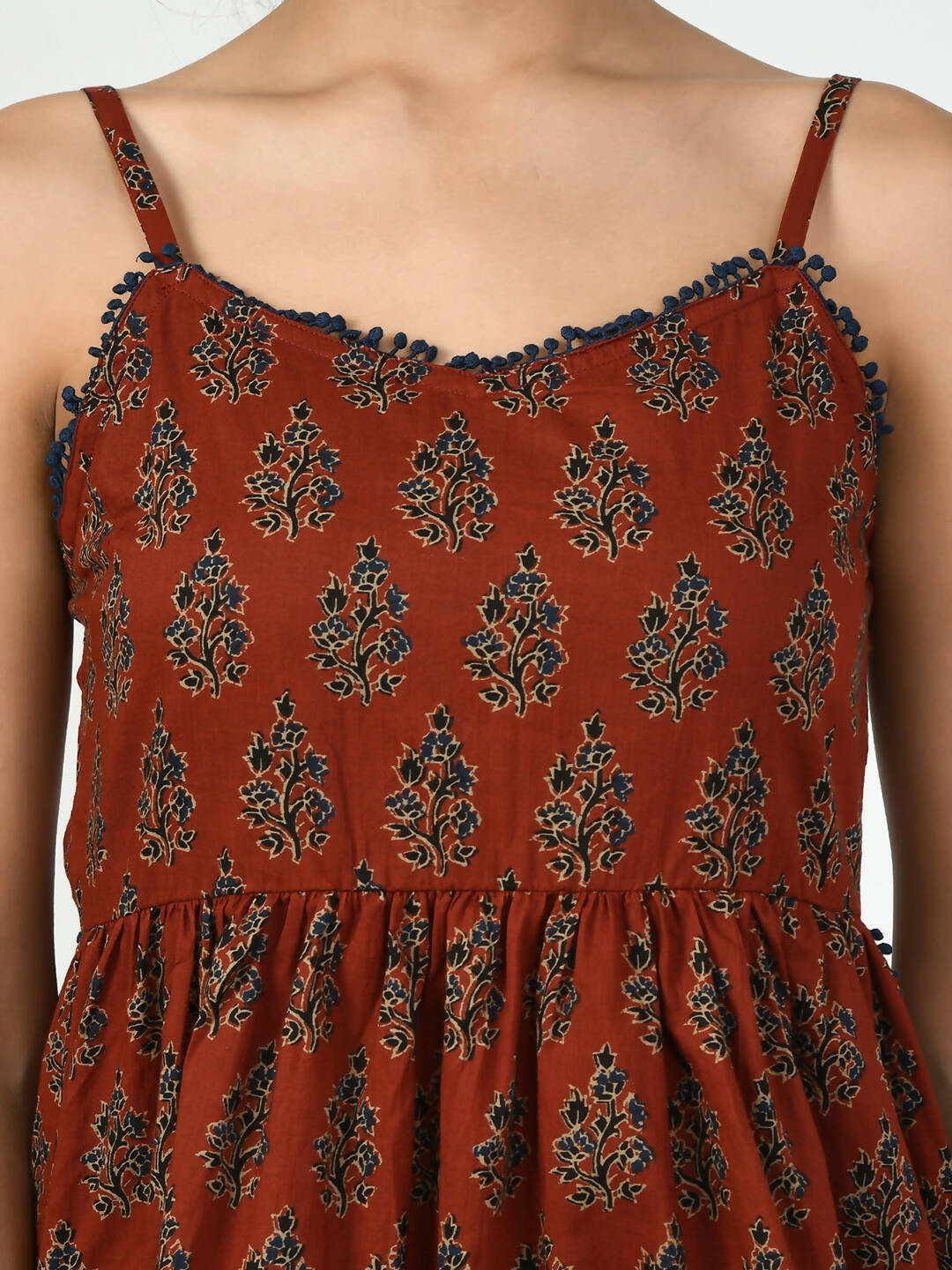 Myshka Women's Rust Ethnic Motifs Printed Top | Grocsy