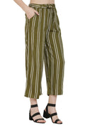 Asmaani Olive Green Color Rayon Fabric Stripped Palazzo | Grocsy