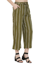 Asmaani Olive Green Color Rayon Fabric Stripped Palazzo | Grocsy