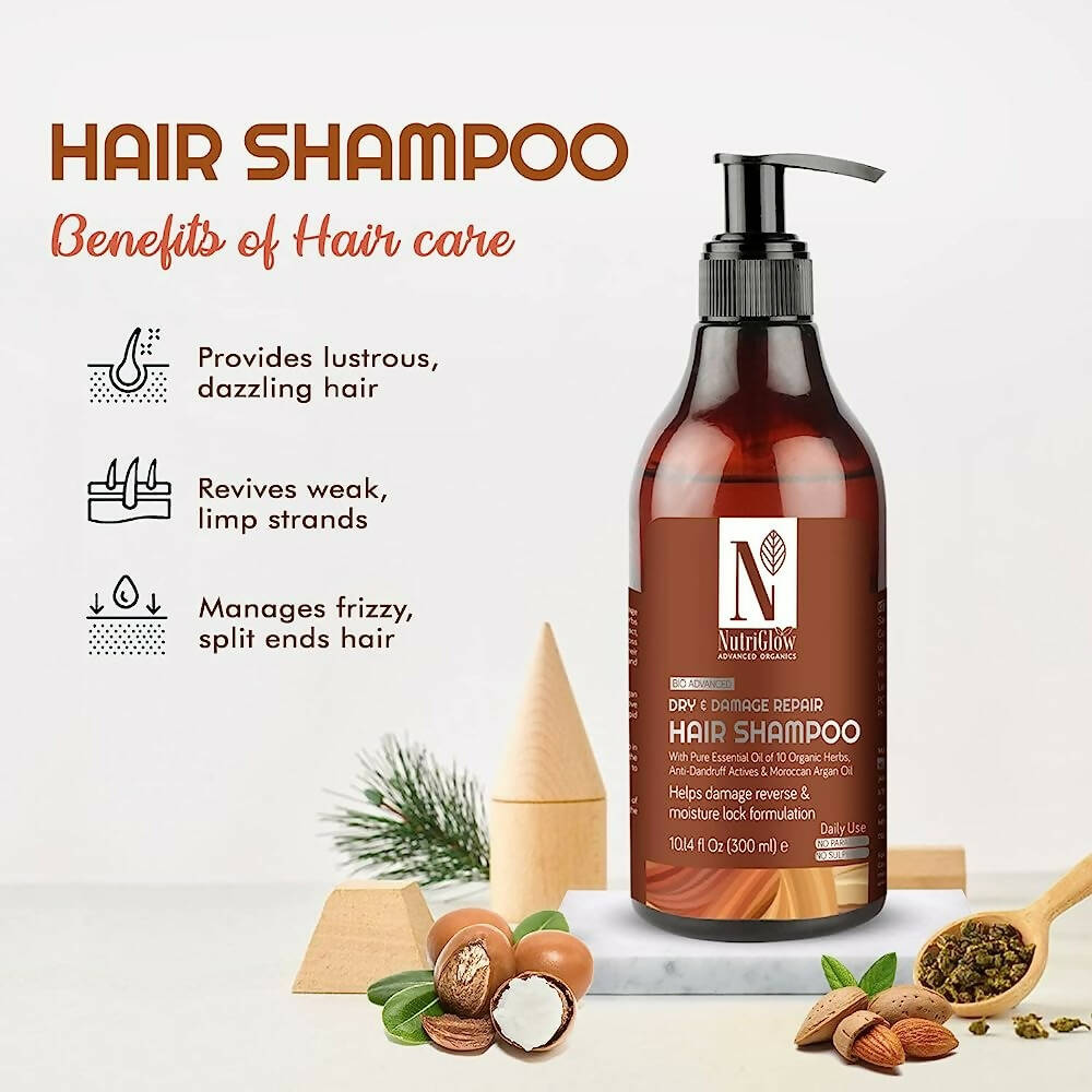 NutriGlow Advanced Organics Bio Dry and Damage Repair Shampoo | Grocsy