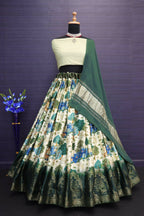DEIANA'S Beautiful Gaji Silk Printed With Heavy Zari Lehengha Choli - Cream | Grocsy