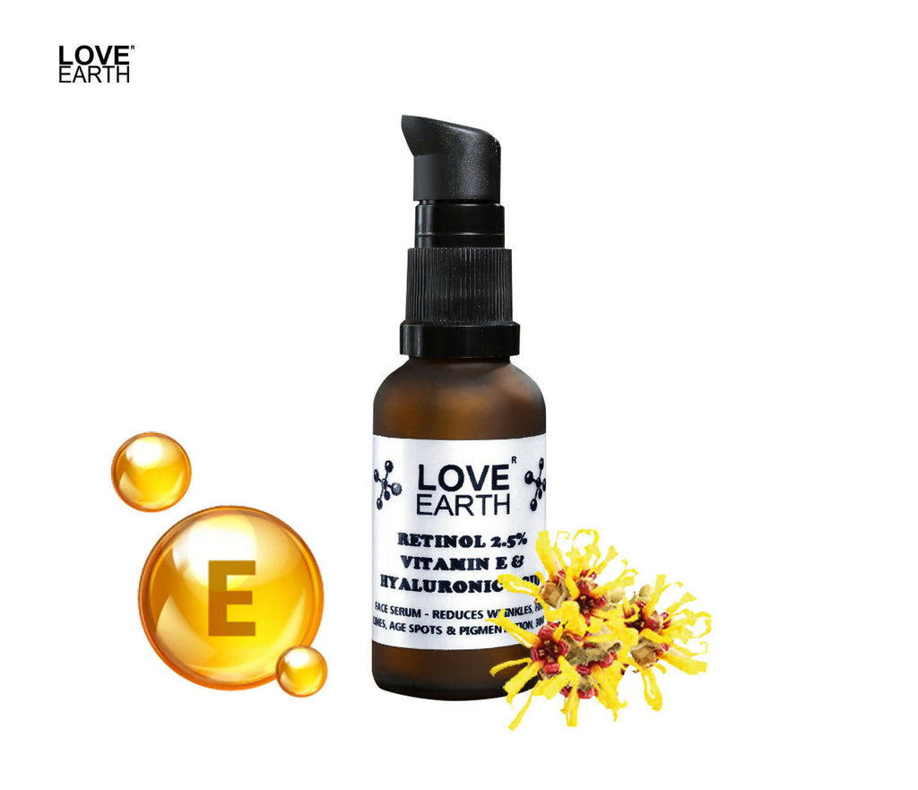 Love Earth Retinol 2.5% Vitamin E & Hyaluronic Acid – Face Serum | Grocsy