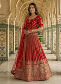 Lehenga Mart Red Heavy Silk With Fusing Designer Bollywood Style Wedding Wear Lehenga Choli | Grocsy
