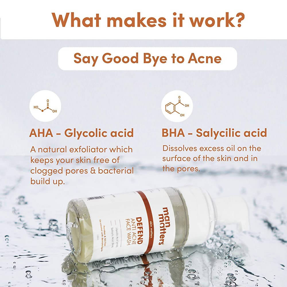 Man Matters Clean Oil Control Face Wash For Men With % Salicylic & Glycolic Acid | Grocsy