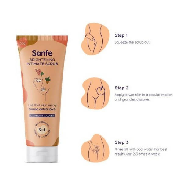 Sanfe Intimate Lightening Serum With Orange Peel + Brightening Intimate Scrub + Brightening Back And Bum Cream | Grocsy