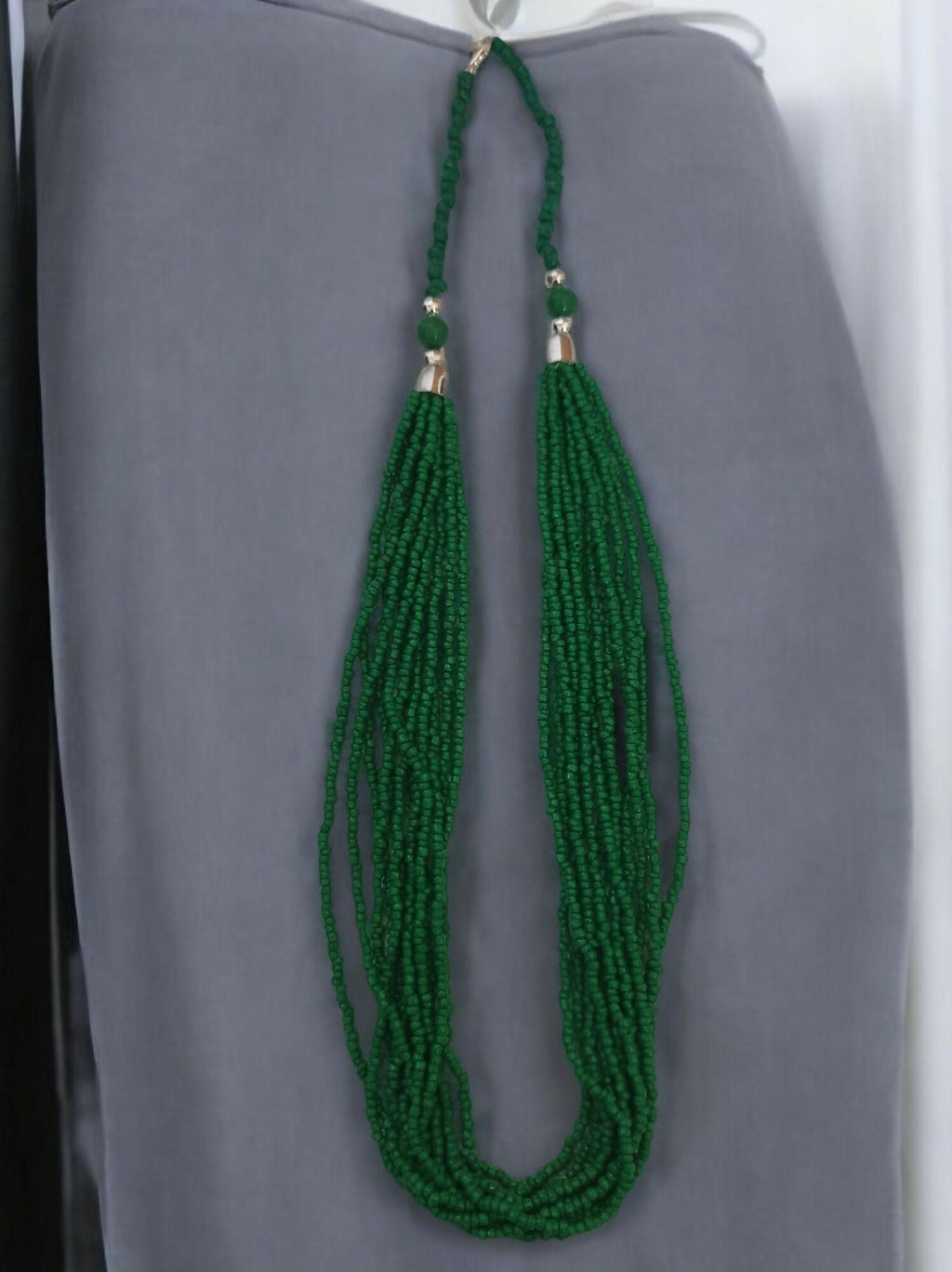 Inhanns Bloom Handmade Beaded Only Necklace - 12 Layers - Dark Green Necklace | Grocsy