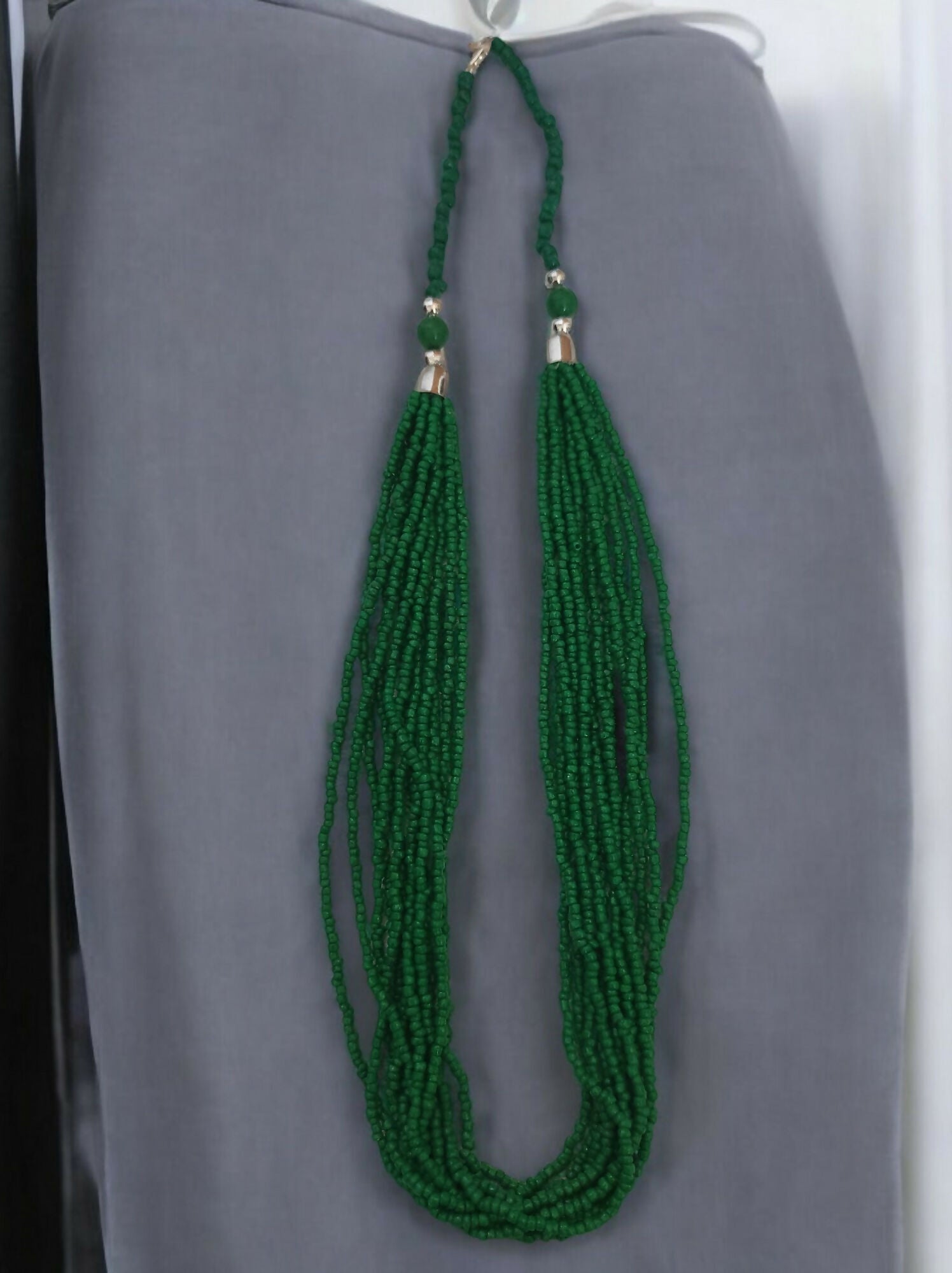 Inhanns Bloom Handmade Beaded Only Necklace - 12 Layers - Dark Green Necklace | Grocsy