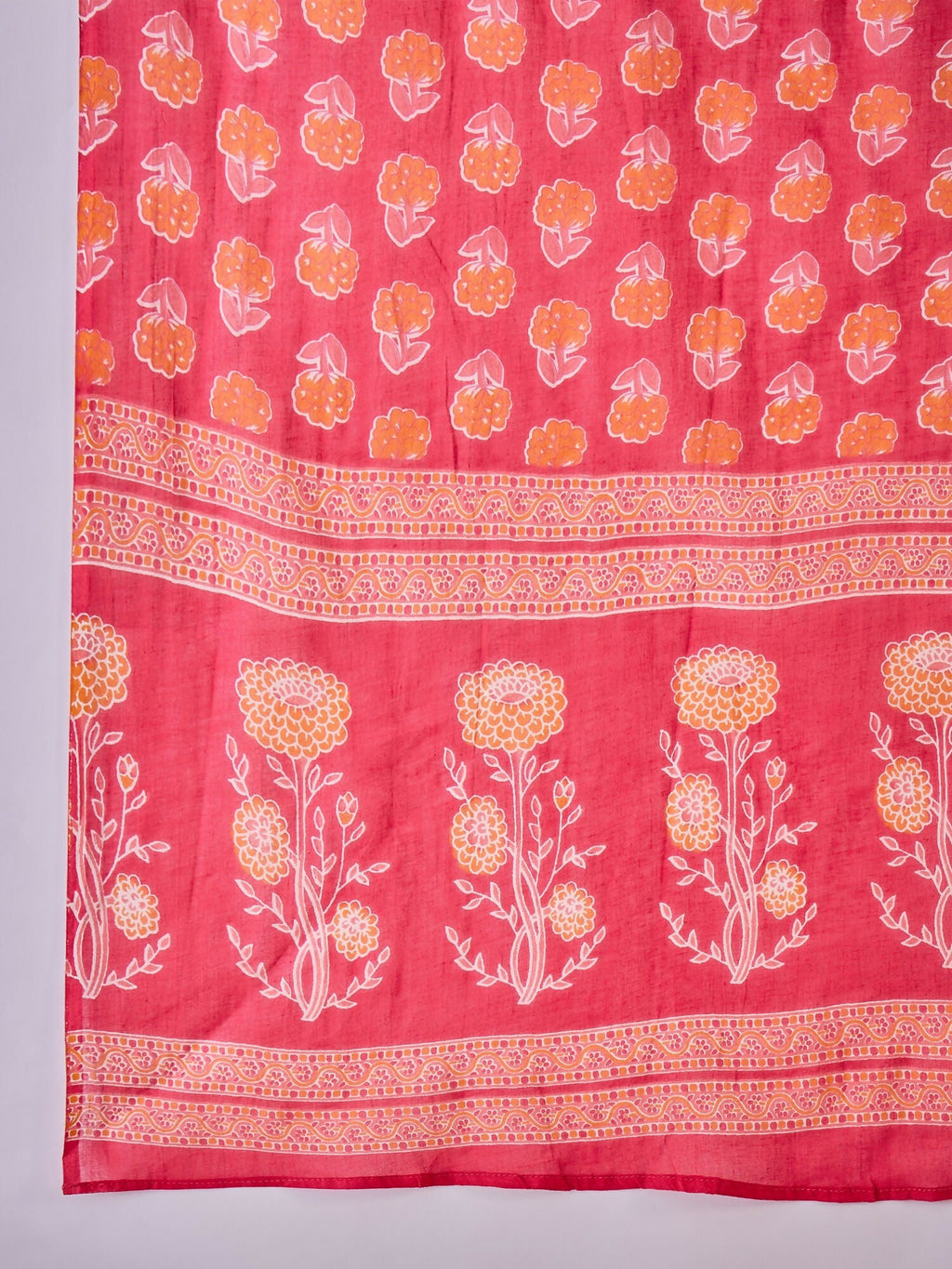 Joban Fashion Printed Pink Pure Cotton Kurta Set | Grocsy