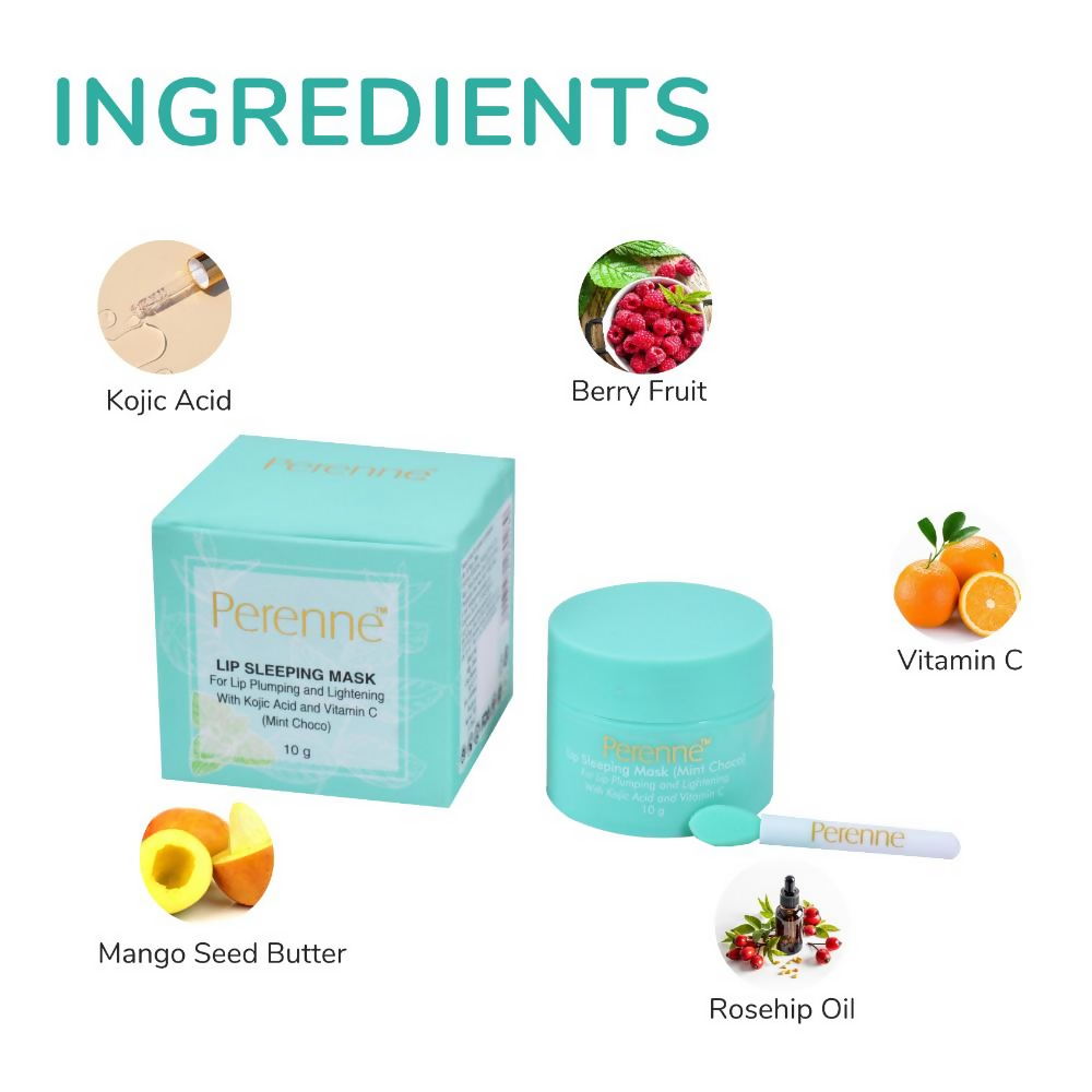 Perenne Lip Sleeping Mask With Kojic Acid & Vitamin C - Mint Choco | Grocsy