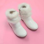 Tiny Bugs Girls Faux Fur Detail Winter Boots - White | Grocsy