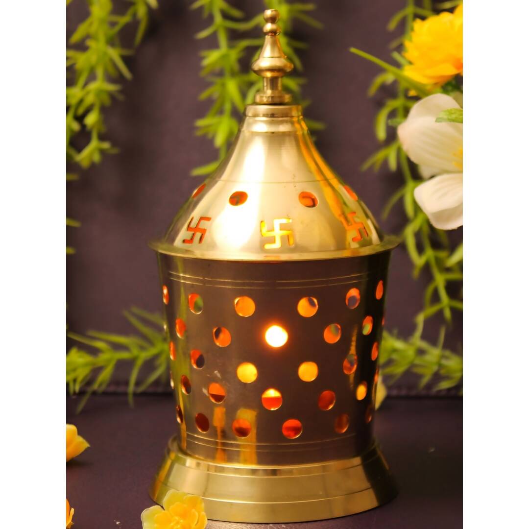 Spillbox Gold-Toned Brass Amar Lamp Pooja Essential | Grocsy