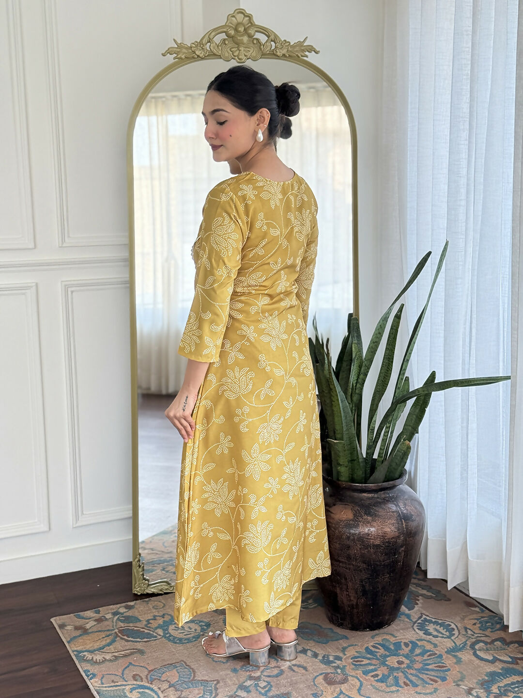 The52 Women's Beautiful Rayon Fabric Printed Work A-Line Kurta Pant and Dupatta Set | Grocsy