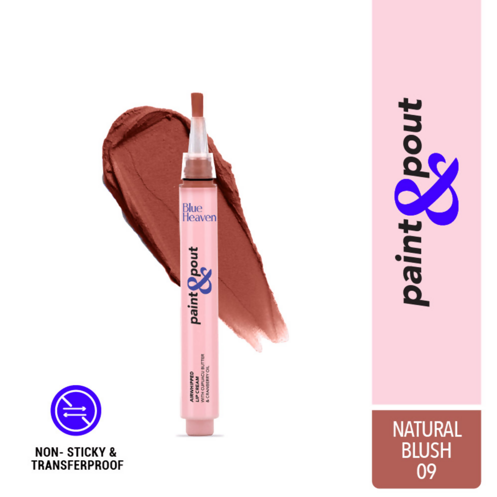 Blue Heaven Paint & Pout Airwhipped Lip Cream - Natural Blush 09 | Grocsy