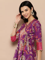 Ahalyaa Women's Traditional wear Tunic - Purple | Grocsy