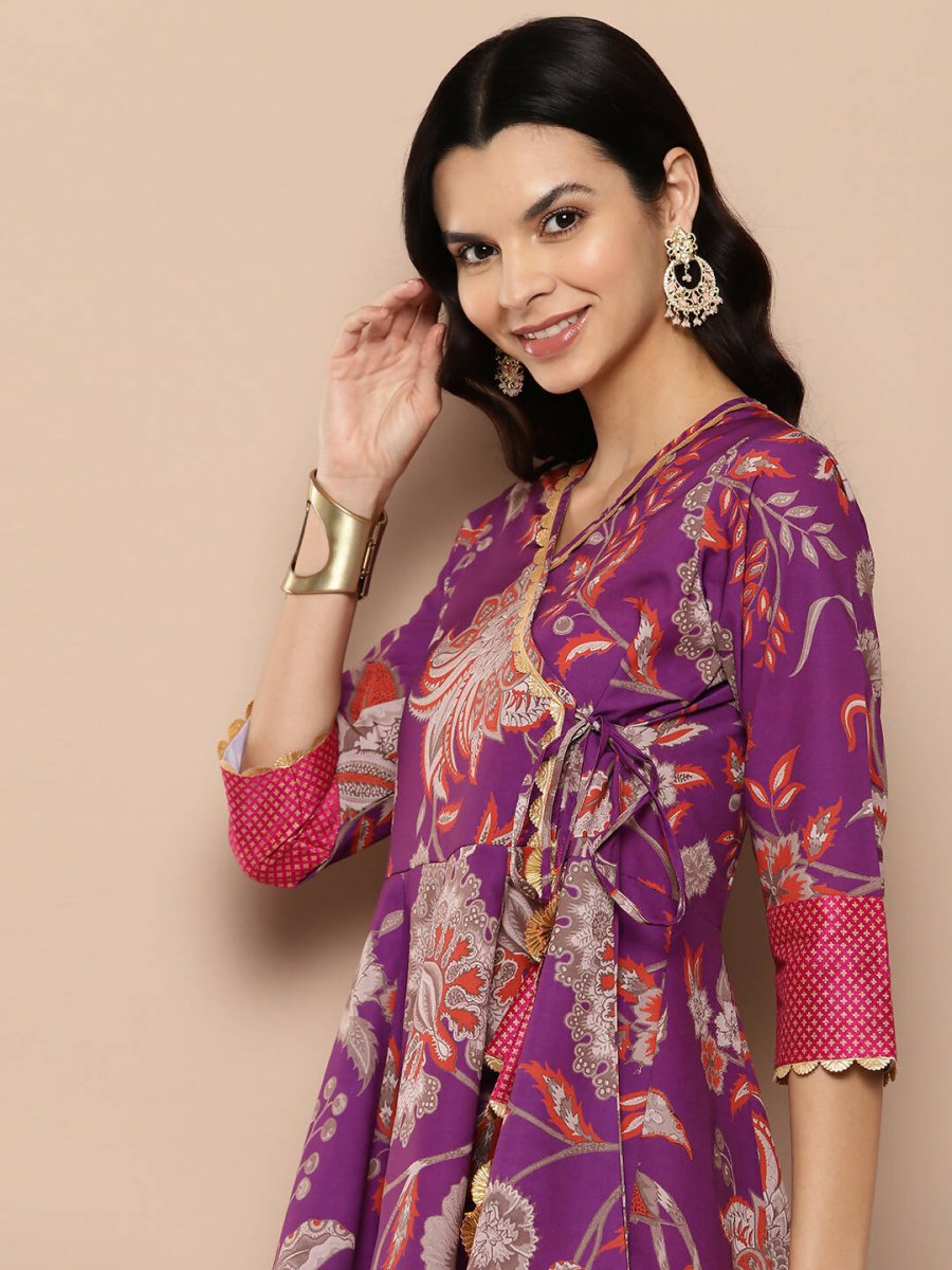 Ahalyaa Women's Traditional wear Tunic - Purple | Grocsy