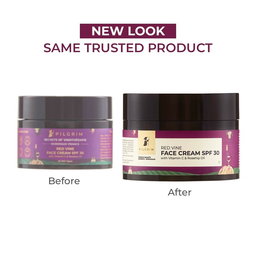 Pilgrim Red Vine Face Cream SPF 30 with Vitamin C & Rosehip Oil (PA+++) | Grocsy
