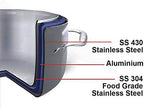 Vinod Platinum Triply Stainless Steel Kadai With Lid | Grocsy