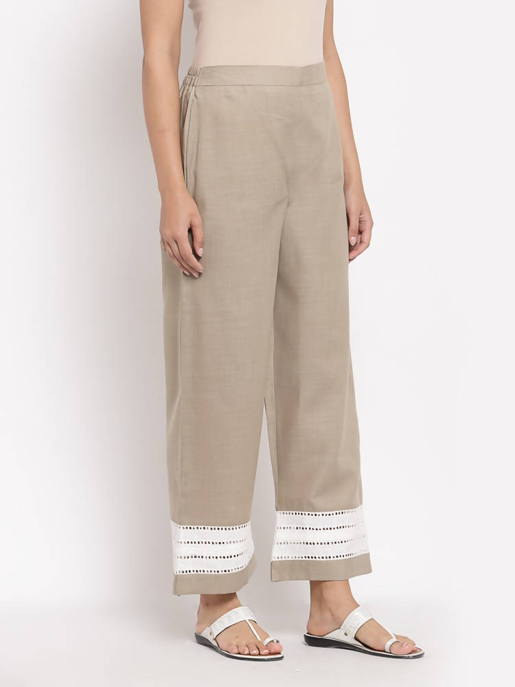 Myshka Women's Trendy Grey Cotton Solid Casual Trouser | Grocsy