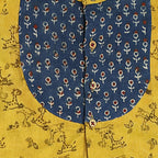 Mhyssa Block Printed Blue Ghagra Choli With Stand Collar & Puff Sleeves Set | Grocsy