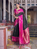 Shree Shyam Fashion Black Soft Silk Saree | Grocsy