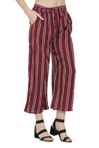 Asmaani Maroon Color Rayon Fabric Stripped Palazzo | Grocsy
