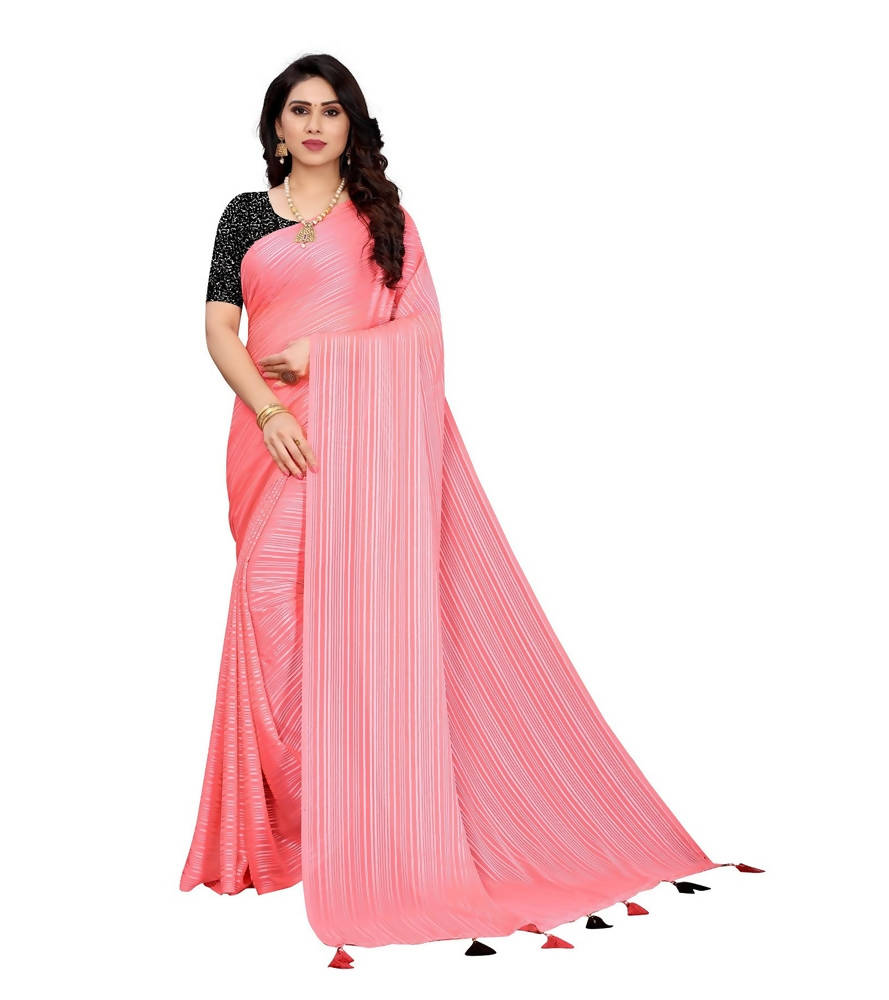 Vamika Pink Georgette Seqence Saree (Riva Pink) | Grocsy