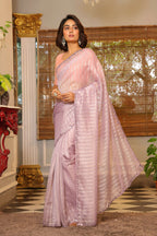 Vamsee Vijaytara Lavender Organza Saree | Grocsy