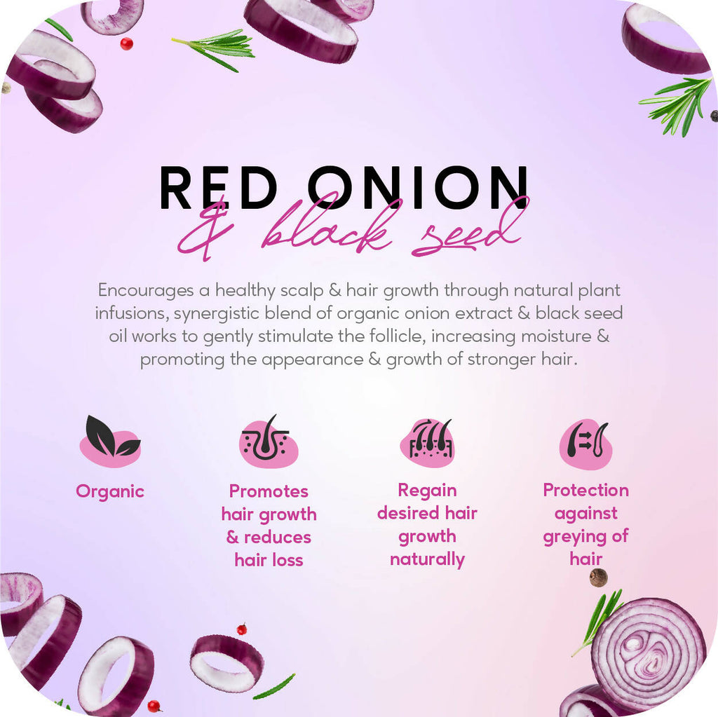 Careberry Organic Red Onion & Black Seed Stimulating Shampoo For Anti Hair Fall | Grocsy