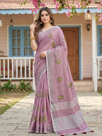 Shree Shyam Fashion Light Purple Linen Saree | Grocsy
