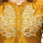 Lagi Women's Mustard Poly silk Straight Embroidred Kurta Pant (RO116C) | Grocsy