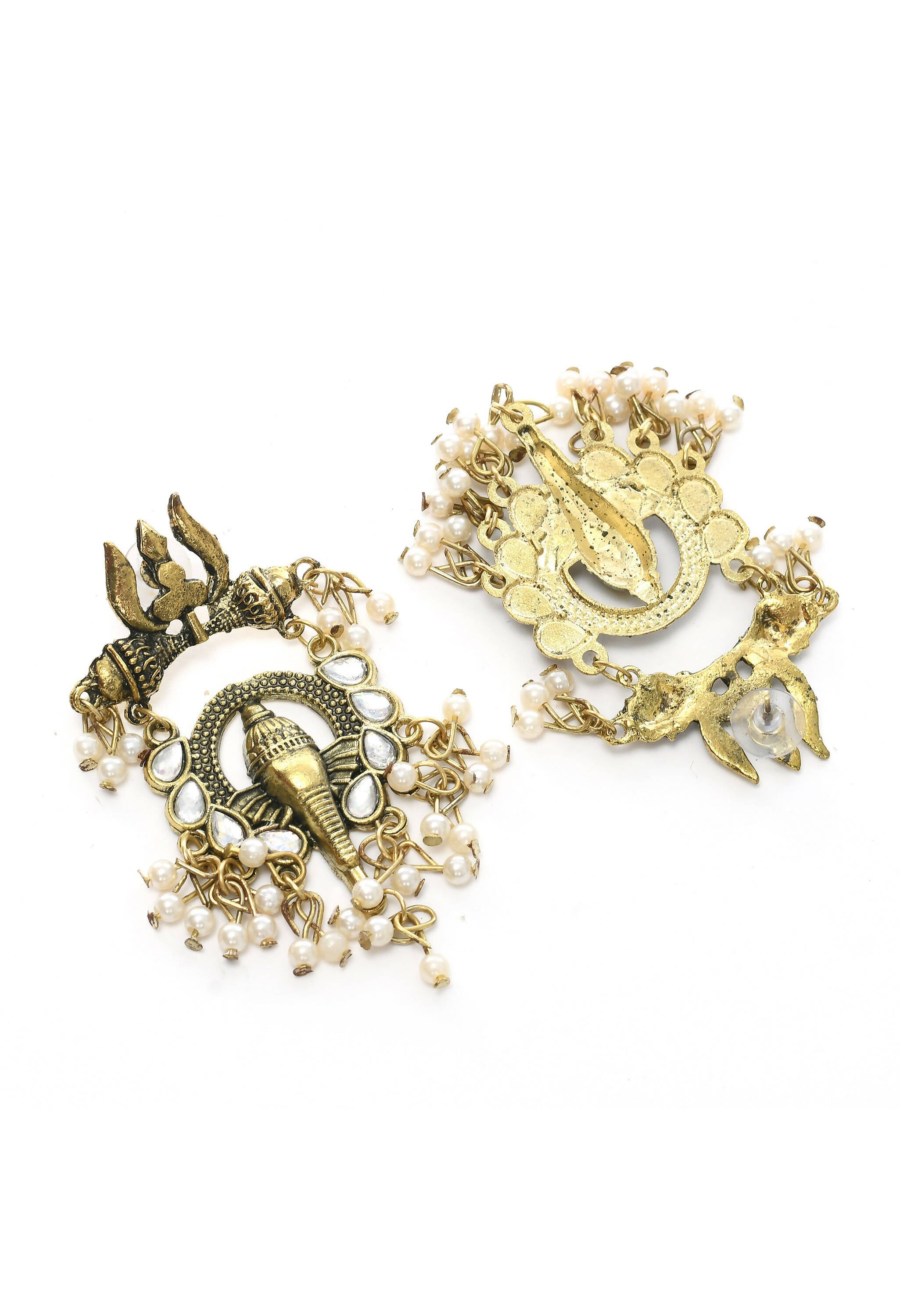 Mominos Fashion Johar Kamal Oxidised Gold-Polished Ganesha Design Necklace Choker Set | Grocsy