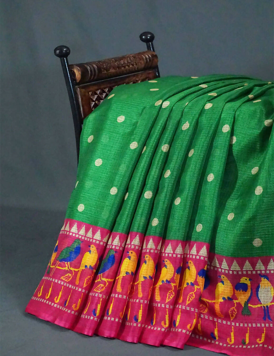 Mango Green Colored with Buttes Semi Silk Kota Saree By Gayathri Reddy Designer Studio | Grocsy