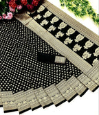 DEIANA'S Beautiful Designer Golden zari Soft Lichi Silk Saree - Black | Grocsy