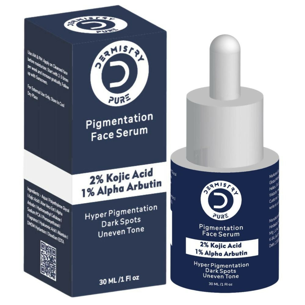Dermistry Pure 2% Kojic Acid 1% Alpha Arbutin Instant Glowing Bright Light Pigmentation Spots Serum | Grocsy