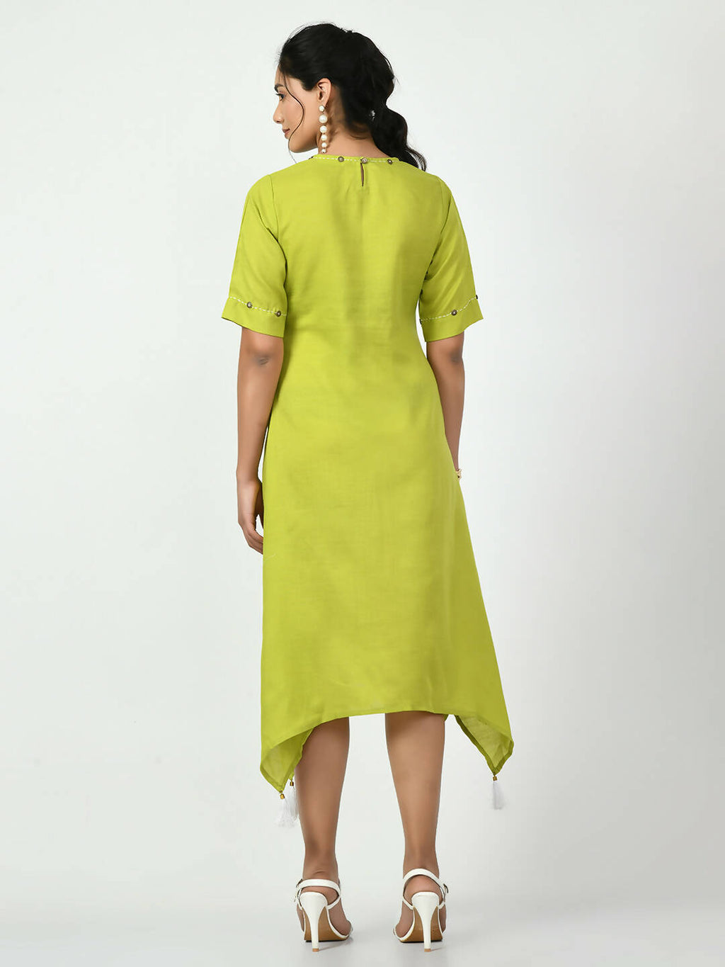 Myshka Women's Green A-Line Solid Kurta | Grocsy